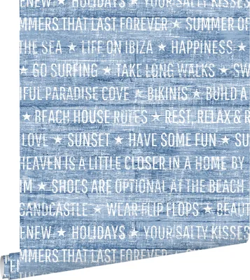 Produktbild von ESTAhome Tapete sommerliche Texte Blau 53 cm x 10.05 m
