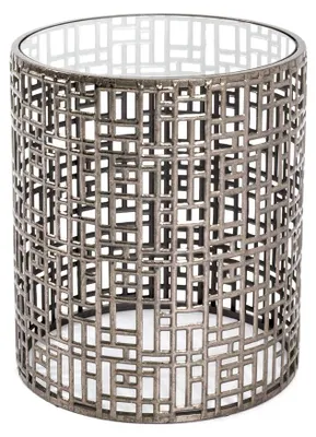 Beistelltisch rund Metall bronzefarben Sicherheitsglas 8 mm H 45 cm