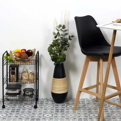 Produktbild von Beistelltisch mit 3 Ebenen aus schwarzem Metall 62 x 26 x 40 cm
