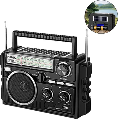 Produktbild von solar radio bluetooth 6.0, am/fm/sw weltempfänger, usb/tf/aux musik, 1800mAh wiederaufladbar, dual antenne, seniorenfreundlich, tragbar