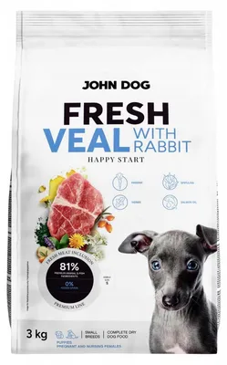 Productafbeelding van John Dog PUPPY: Verse kalfsgehakt met konijn, Karma droogvoer voor honden, 3 kg
