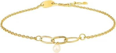 Produktbild von SuzanGold Armband Damen Echtgold Pearl Treasure Armband 375 Gelbgold mit Perlen