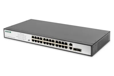Immagine prodotto di DIGITUS Switch 24-Port 10/100 370W PoE Unmanaged schwarz