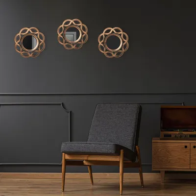 Produktbild von Wandspiegel-Set im Vintage-Stil, 25 cm, Gold & Schwarz