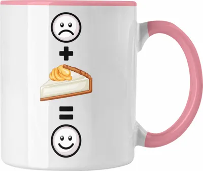 Produktbild von Trendation - Kuchen Tasse Geschenk für Kuchen-Liebhaber Lustige Geschenkidee :( + Kuchen = :) Geburtstag (Rosa)