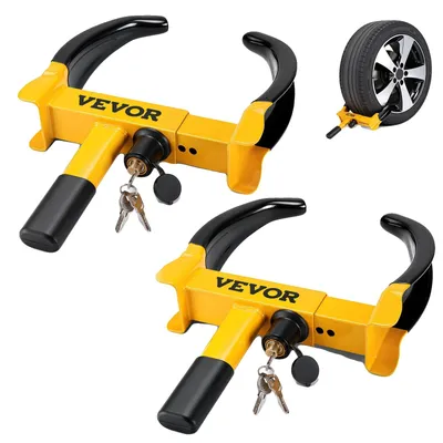 Produktbild von VEVOR Radschloss, 2er-Pack Universelles Radklemmschloss, Verstellbares Diebstahlschutz-Anhänger-Radklemmschloss, Robustes Stahlreifen-Schloss für ATV RV SUV Auto Golfwagen Boote Motorräder, mit 6 Schlüsseln, 2 Stück, Klemme