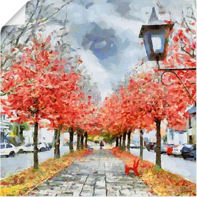 Produktbild von ARTland Poster Rote Bank Größe: 40x40 cm