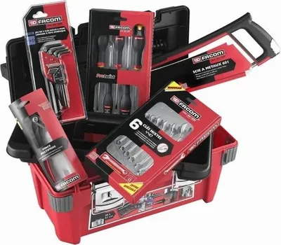 Produktbild von Werkzeugkoffer FACOM mit 22 Werkzeugen BP.P20ACM1PB, 5 Schraubendreher, 6 Maulschlüssel, 9 Innensechskantschlüssel, Mehrfachzange, Metallsäge