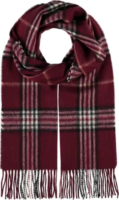 Productafbeelding van FRAAS sjaal Cashmink® Scarf with FRAAS Plaid Wine rood veelkleurig