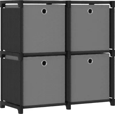 Image de Étagère à 4 cubes avec boîtes Noir 69x30x72,5 cm Tissu