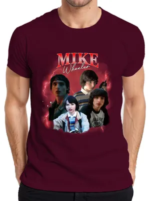 Obrázok produktu pre Mike Wheeler Stranger Fan Gift Hawkins 80s Retro 90s Bootleg Pánske tričko, bordová, XXL