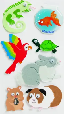 Produktbild von Sticker-Etikett Haustiere 7 Stück 4-farbig Packung mit 6 Stück