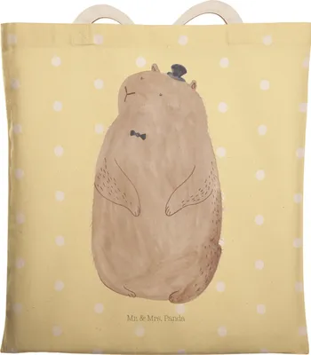 Produktbild von Mr. & Mrs. Panda Beutel Tasche Murmeltier - Gelb Pastell - Geschenk, Lustige Sprüche, Anstand, Freundlichkeit, Stoffbeutel, shopping bag, Respekt, Fröhlichkeit, Tote