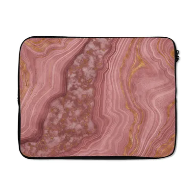 Produktbild von MuchoWow® Laptop Hülle 17 Zoll Laptoptasche Roségold - Achat - Edelstein - Abstrakt - Zipper - Schutzabdeckung