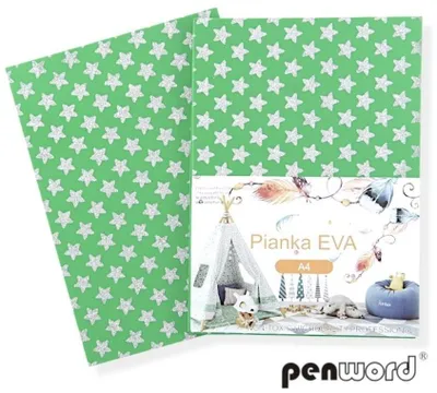 Productafbeelding van Pianka A4 met groene glittersterren, 5 stuks