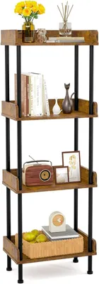Imagen del producto de Estantería de 4 niveles para la cocina, estante independiente de madera con estructura de metal, estante moderno para sala de estar, dormitorio o balcón, en color  y marrón