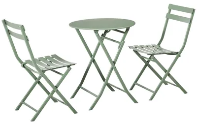 Immagine prodotto di Set Tavolino e 2 Sedie Pieghevoli da Giardino   Verde