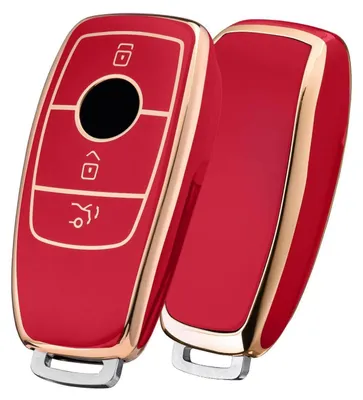 Immagine prodotto di Custodia per chiavi auto, compatibile con Mercedes-Benz Classe E e Classe S, in TPU, con bordo dorato e colore rosso