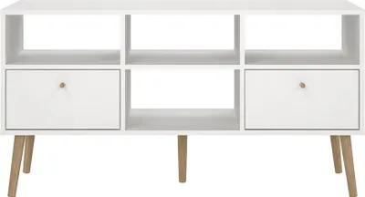 Zdjęcie produktu dla Bodo stolik TV 2 szuflady, 4 półki biały.
