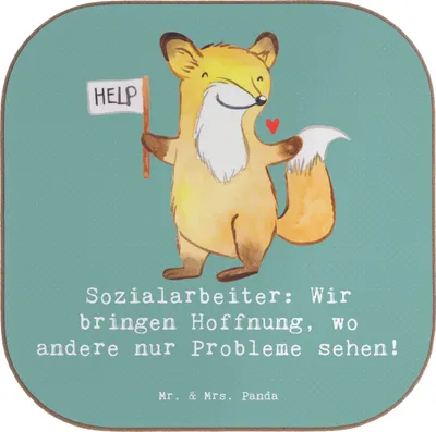 Produktbild von Mr. & Mrs. Panda Untersetzer für Gläser Sozialarbeiterin Hoffnungsträger - Meeresbrise - Geschenk, Tischuntersetzer, soziale Arbeit, Mitgefühl, Probleme, Berufsleben