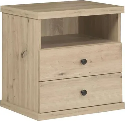 Produktbild von Bettso Nachttisch CALI, Eiche Artisan, Mit 2 Schubladen, Modernes Design für Schlafzimmer und Wohnzimmer