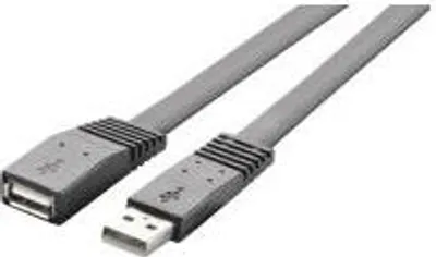 Produktbild von USB 2.0 A-Stecker auf A-Buchse Verlängerungskabel 1 m flach hochflexibel Schwarz