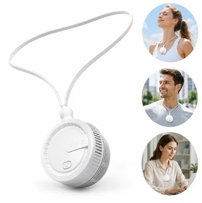 Produktbild von USB wiederaufladbarer Nackenventilator Bladeless, leiser tragbarer Halsventilator 3 Stufen Kühlung ergonomisch für Alltag Reisen Sport