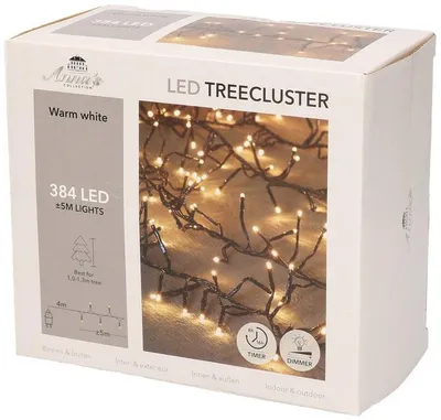 Productafbeelding van Kerstverlichting 1-1,3 meter treecluster 5 meter / 384 LED warm wit met timer Anna's collection
