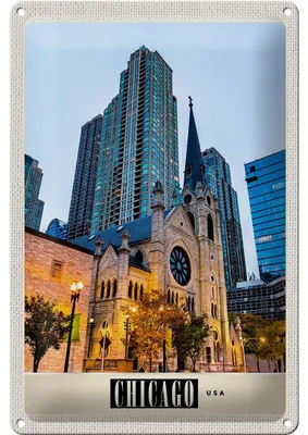 Produktbild von Blechschild Reise 20x30cm Chicago Amerika Stadt Hochhaus Urlaub