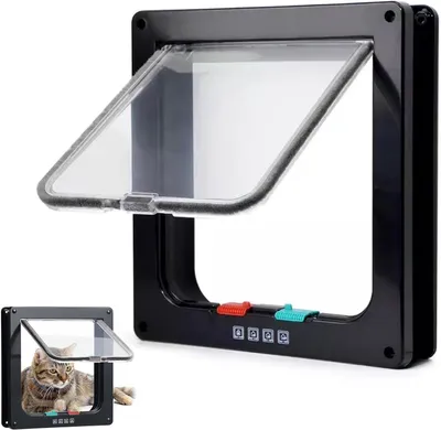 Imagen del producto de Puerta para mascotas resistente a la intemperie, apta para puertas de metal, vidrio y ladrillo, para uso en interiores y exteriores, puerta para gatos