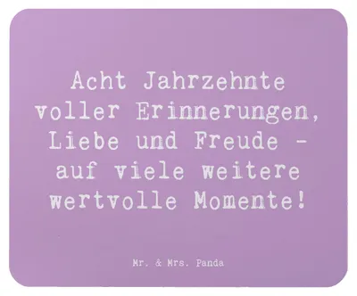 Produktbild von Mr. & Mrs. Panda Mousepad Spruch 80. Geburtstag Erinnerungen - Lavendeltraum - Geschenk, gummi mauspad, Happy Birthday, laptop, mousematte, Liebe, Alter, Mouse Pad