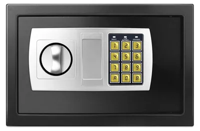 Produktbild von Wertschutzschrank 8,5 l - Elektronischer Tresor - Digitalcode und Schlüssel - Massivstahl - Einbruchhemmend & feuerfest - Für Geld, Medikamente, Schmuck, Dokumente