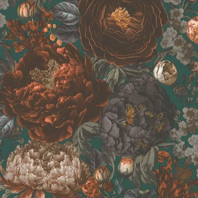 Produktbild von Profhome 399793-GU Blumen Tapete Floral matt grün braun orange-gelb grau 5,33 m2