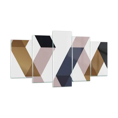 Produktbild von Bilder auf glas - 5 Teile - Abstraktion Muster Diamant - 160x85cm - Glasbilder - Wandbilder - Bilder - zum Aufhängen bereit - Wanddekoration aus Glas - Glas Bilder - Wandbild auf Glas - GEA160x85-4311