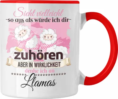 Produktbild von Trendation - Llama Geschenk Tasse Alpaka Liebhaber Geschenkidee Lustiger Spruch (Rot)