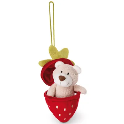 Produktbild von Kuscheltier Bär Bendix in Erdbeere mit Loop NICI GREEN