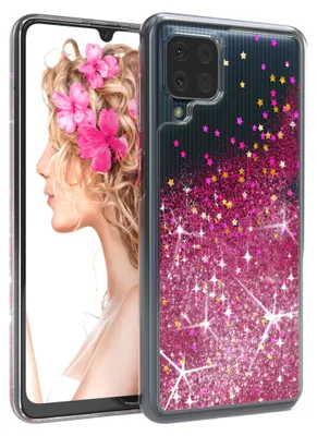 Produktbild von EAZY CASE - Glitzer Hülle kompatibel mit  Samsung Galaxy M22 / M32 / A22 4G Glitzer Schutzhülle, Soft Case, Backcover Transparent mit Motiv