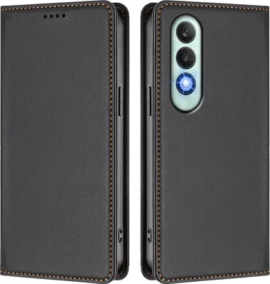 Image de Étui en cuir pour OnePlus Nord CE4, étui à rabat magnétique en cuirPolyuréthaneavec support, noir