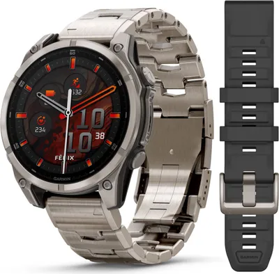 Obrázek produktu pro Garmin Fenix 8 3,56 cm (1,4") AMOLED 47 mm Digitální 454 x 454 pixelů Senzorová obrazovka Titan Wi-Fi GPS (satelit)