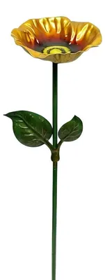 Produktbild von Freistehende Vogeltränke Metallblume 64cm Rostbeständiges Vogelbad für Garten Terrasse Balkon & Vogeldekoration