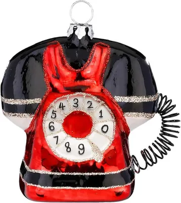 Produktbild von Christbaumschmuck Glas Telefon mit Wählscheibe 8cm rot