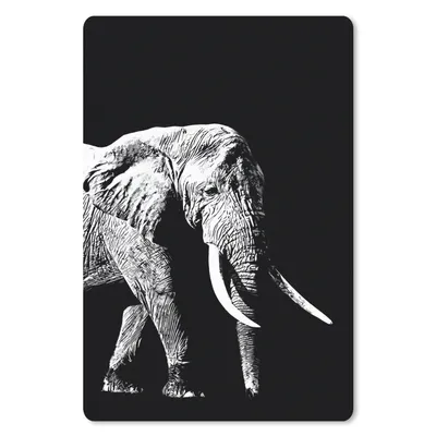 Produktbild von MuchoWow® Mauspad Mousepad Elefant vor schwarzem Hintergrund - schwarz und weiß 18x27 cm - Mousepads - Maus Mat - Pad - Mausunterlage