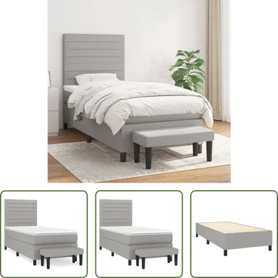 Produktbild von The Living Store Boxspringbett mit Matratze Hellgrau 90x190 cm Stoff