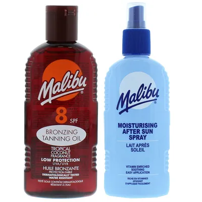 Produktbild von Malibu Sonnenschutzöl LSF 8 200 ml + After Sun Spray Balsam 200 ml