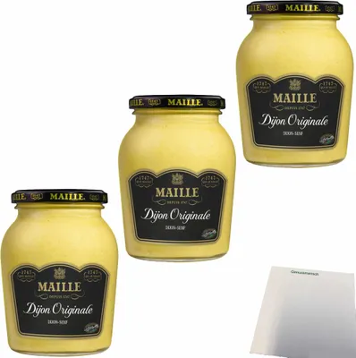 Produktbild von Maille Dijon Originale Senf 3er Pack (3x500ml Glas) + usy Block