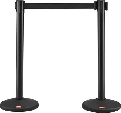 Produktbild von VEVOR Personenleitsystem Absperrband Absperrständer 2-teilig, 2 m x 48 mm Schwarzer Einziehbarer Gürtel, PVC Personenleitsystem Absperrpfosten Geeignet für Flughäfen, Messen, Wettkampforte usw.