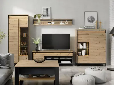 Produktbild von Wohnzimmer Set QUANT 1 artisan eiche + schwarz