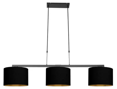 Zdjęcie produktu dla Lampa wisząca - czarny - Stang - metal tkanina - duża lampa nad stół jadalny - E27 - 3981ZW - Steinhauer