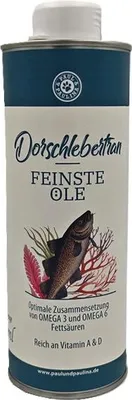Produktbild von Paul & Paulina Dorschlebertran 500ml Omega-3 + Vitamin D Einzelfuttermittel für Hunde und Katzen