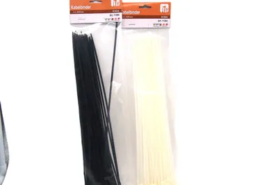 Produktbild von Kabelbinder - weiß - schwarz, 300 mm lang, 3,5 mm breit H&B